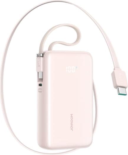 Joyroom Powerbank 10000 mAh 35W med Inbyggda USB-C-Kablar - Rosa