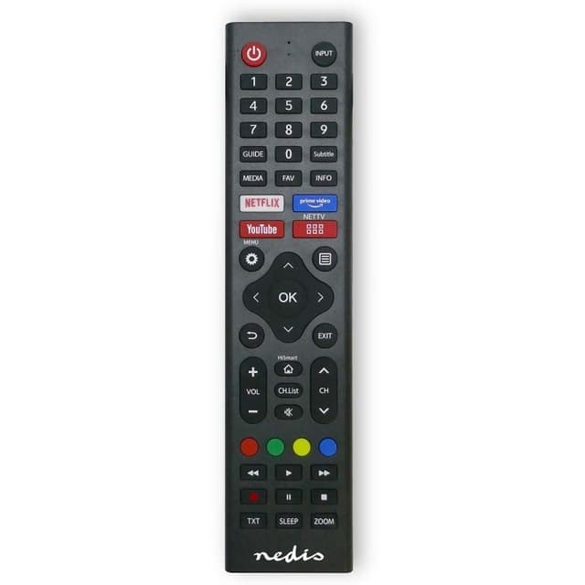 Nedis Ersättnings Fjärrkontroll | Passar till: Hi-Sense | Förprogrammerad | 1 Enhet | Amazon Prime / Disney + Button / Netflix Knapp / Rakuten TV Button | Infraröd | Svart
