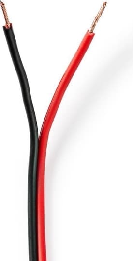 Nedis Højtaler Kabel | 2 x 0.75 mm² | Kobber | 100 m | Runde | PVC | Rød / Sort | Rulle