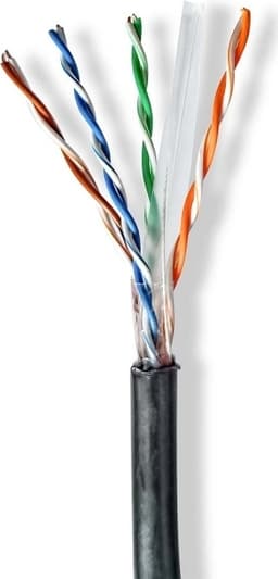 Nedis CAT6 netværkskabel rulle | Solid | U/UTP | CCA | 305 m | Udendørs | Runde | PE | Sort | Trækboks