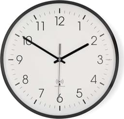Nedis Veggur | Diameter: 300 mm | Plast | Radio kontrolert tid | Stille bevegelse | Hvit / Sort