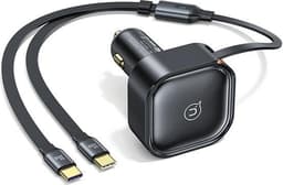 USAMS C41 Billaddare 30W 2xUSB-C med Kabel - Svart