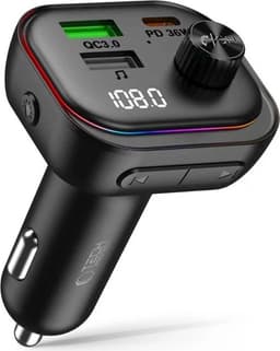Tech-Protect Billaddare CC07 3-Port PD 54W + Sändare Fm Bluetooth - Svart