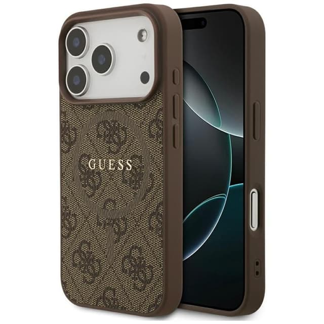 Guess Mobilskal till iPhone 17 Pro MagSafe 4G Ring Classic Logo - Brun