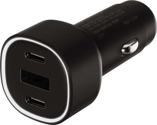Vivanco Supersnabb 60W Billaddare 2xUSB-C 30W/1xUSB-A 18W