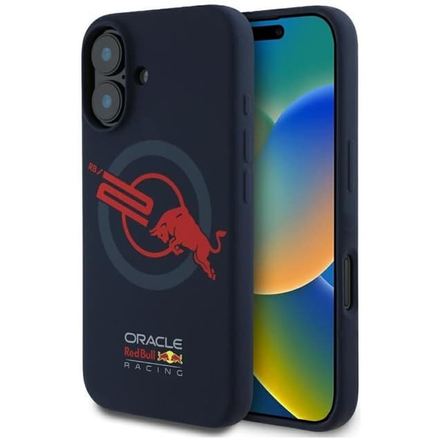 Red Bull Telefontaske til iPhone 16 MagSafe HC Silikone Rød Foring ORB20 - Navy