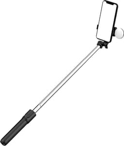 Selfie Stick WH1YXS Telescopic Tripod 1m med Rund Lampa Svart