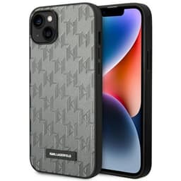Karl Lagerfeld iPhone 14 Skal Saffiano Mono Metal Logo - Grå