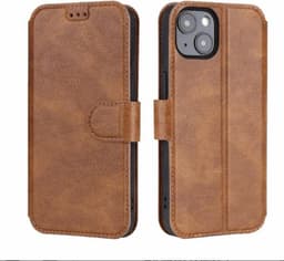 BOOM iPhone 14 Plus Plånboksfodral Calfskin - Brun