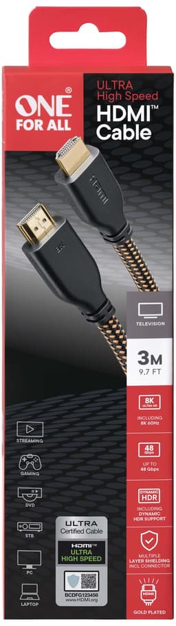 One For All ultrahøjhastigheds-HDMI-kabel (3 m)