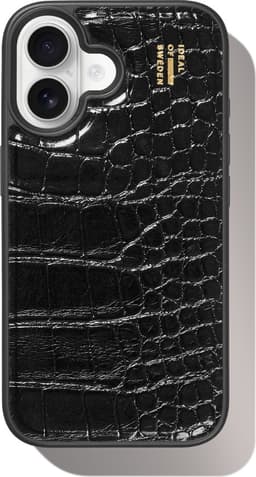 Vegan Leather Case MagSafe iPhone 16 Black Croco