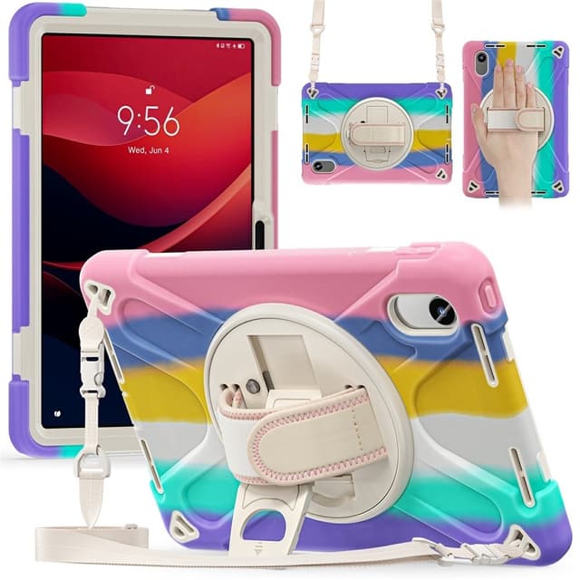 SKALO Lenovo Idea Tab 11"" Armor 360 Handtag Axelrem Fodral - Rainbow