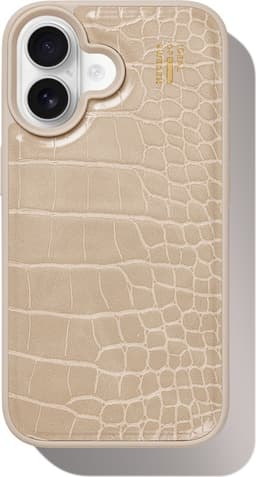 Vegan Leather Case MagSafe iPhone 16 Warm Beige Croco