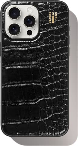 Vegan Leather Case MagSafe iPhone 15 Pro Max Black Croco