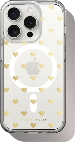 Clear Case MagSafe iPhone 15 Pro Golden Hearts