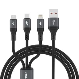 Dudao 3-i-1 mikro-USB/USB-C/Lightning Kabel 1.2m 60W - Sort