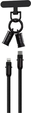 Devia 2in1 USB-C till Lightning Kabel 27W 0.3m Lanyard - Svart