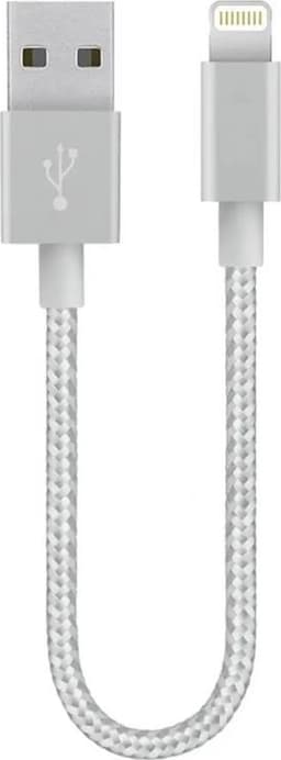 SiGN USB-A till Lightning Kabel 12W 0.25m - Silver/Nylon