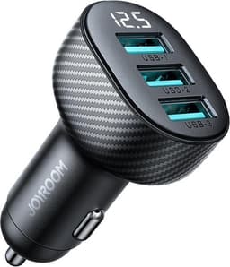 Joyroom Biloplader 3.4A 3x USB-A med Display - Sort