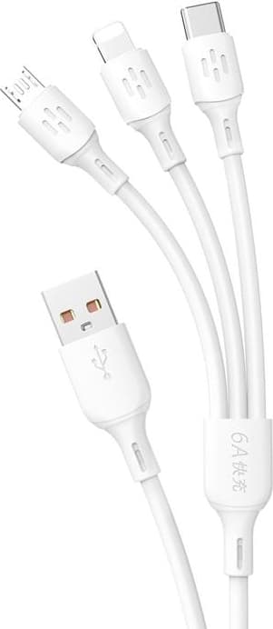 Dudao 3in1 USB-A til USB-C Lightning microUSB-kabel 6A 1.2m