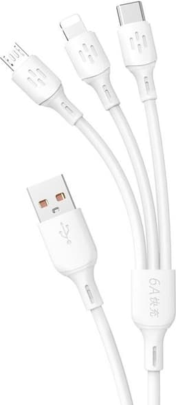 Dudao 3in1 USB-A til USB-C Lightning microUSB-kabel 6A 1.2m