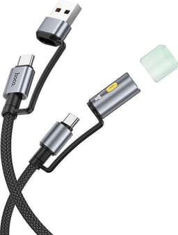 Hoco USB-A/USB-C Till USB-C LED-ljus 60W 3A Kabel 1.2m U138 - Svart