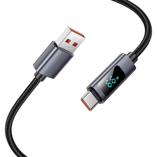 HOCO USB-A til USB-C Kabel 5A 1m med Skærm X112 - Sort
