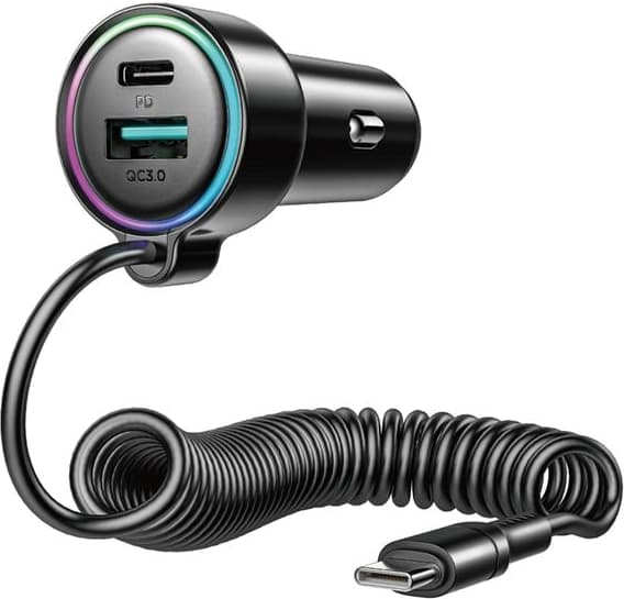 Joyroom 3in1 Billaddare 72W med USB-C 1.6m Kabel JR-CL07 - Svart