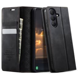 Til Samsung Galaxy S26 CASEME lommebokdeksel med stativ og kalveskinntekstur - Svart