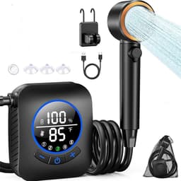 8000mAh Bärbar Elektrisk Dusch IPX8 Vattentät 5 hastigheter LCD-Skärm Camping