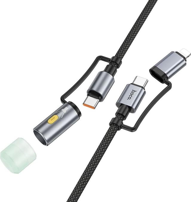 Hoco USB-C/Lightning Til USB-C LED Lys 60W 3A Kabel 1.2m U138 - Sort