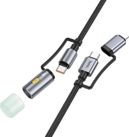 Hoco USB-C/Lightning Til USB-C LED Lys 60W 3A Kabel 1.2m U138 - Sort
