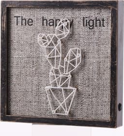 The Happy Light, LED-valolla varustettu taulu, kaktus