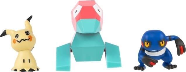 Pokémon Kampfigurer, 3-pak – Mimikyu, Porygon og Croagunk (PKW4091)