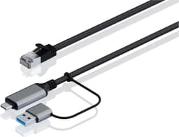 Sandstrøm USB-C till Ethernet + USB-A-kabel (2m)