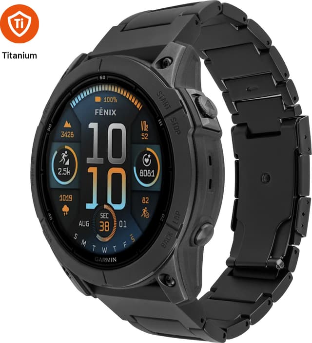 Fixed Garmin QuickFit 22 mm urrem i titanium (sort)