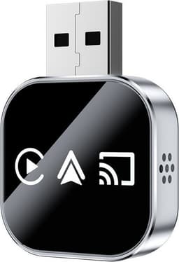 Trådlös CarPlay/Android Auto/Mirror Link Box Q1AS Silver 3-i-1 Adapter för Utländska System