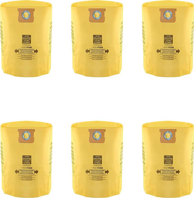 Dammpåsar för Shop-Vac-dammsugare, gula (6-pack) 15-22 liter