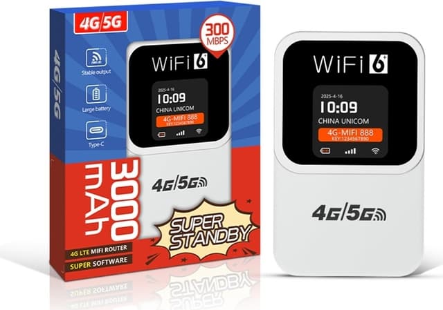 4G WiFi-router tids- och datumvisning 300 Mbps WiFi6 Mobil hotspot eurasiatisk