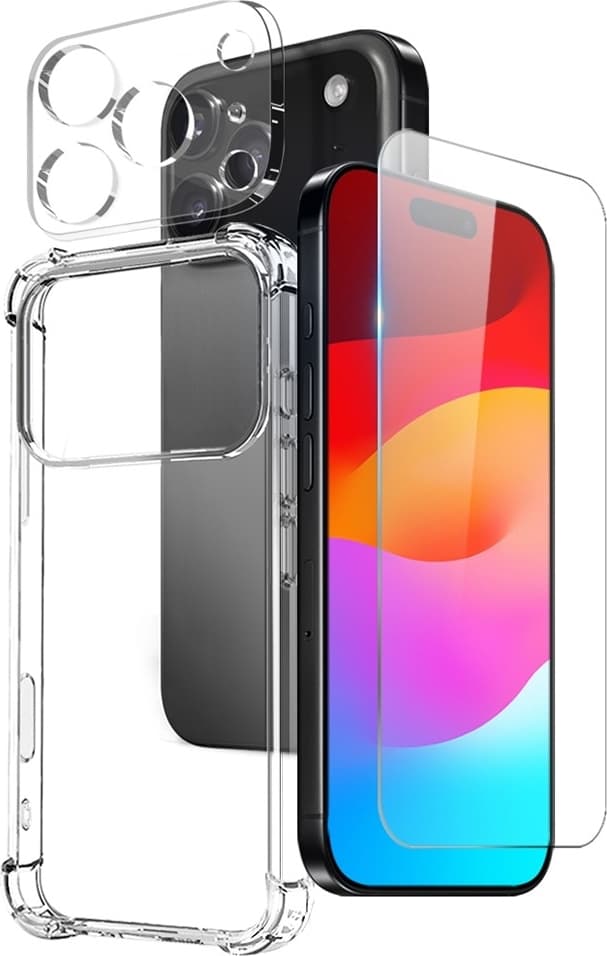 NORTHJO För iPhone 17 Pro Max TPU Skal + Härdat Glas + Lins Skydd