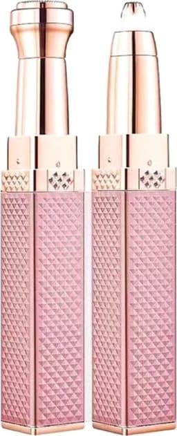 2-i-1 barbermaskine trimmer øjenbryn ansigtshårfjerner læbestiftformet LED-lys Rose Gold