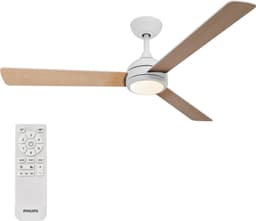 Philips Velyx Takfläktslampa Ø132 cm Justerbart vitt ljus Vit+Ljust trä