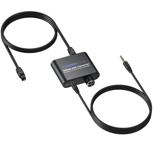 NÖRDIC 192 kHz Digital till analog ljudomvandlare, SPDIF optisk till 3,5 mm adapter med 1 m optisk kabel + 1 m 3,5 mm ljudkabel