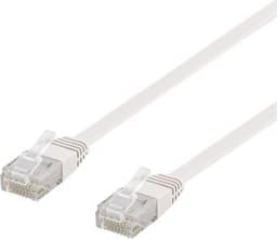 NÖRDIC Cat6 U / UTP litteä verkkokaapeli 10m 250MHz kaistanleveys ja 10Gbps siirtonopeus valkoinen