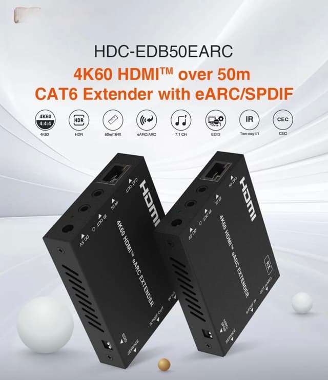 NÖRDIC HDMI eARC/SPDIF-forlænger 4K60Hz 50m