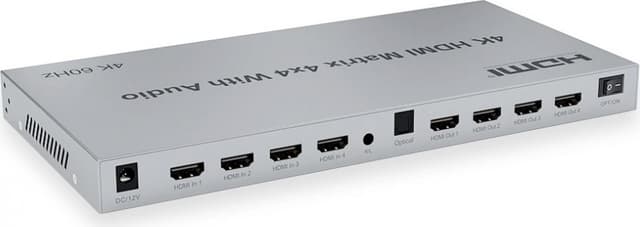 NÖRDIC HDMI Matrix 4x4 switch 4K 60Hz med lydoverførsel