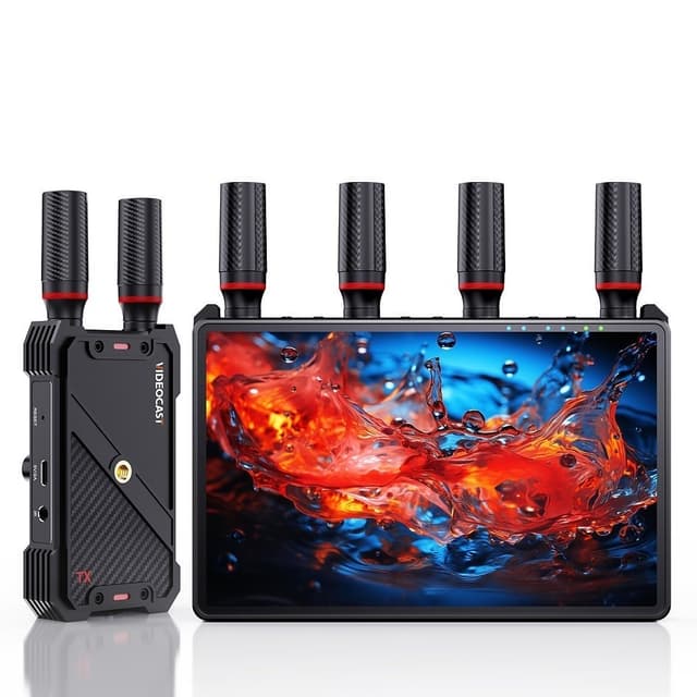 NÖRDIC Trådløs Bærbar 7"" skærm, video sender og modtager, 2.4G/5.0G, 4k HDMI INPUT / 1080p OUTPUT, 400m
