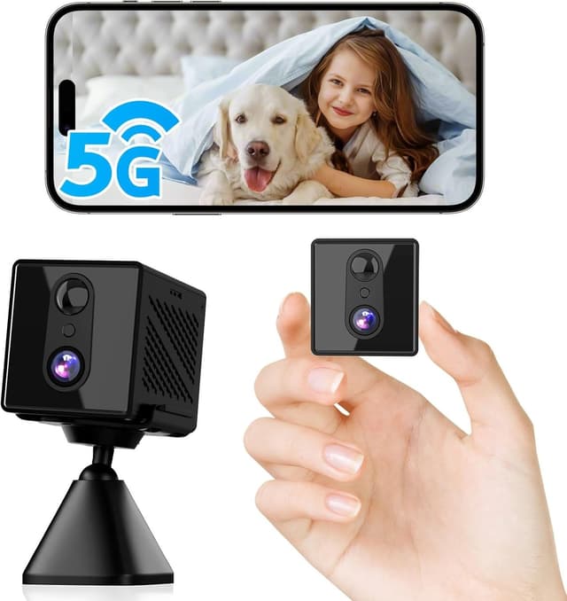 4K Övervakningskamera 5GHz WiFi Mini-kamera, Nattseende, Rörelsesensor, Lång batteritid, Fjärrvisning