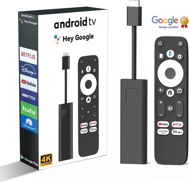 Google Certificeret TV-stick 4K HDR Android TV 14 WiFi Play Store understøttelse for Netflix, YouTube, Disney+