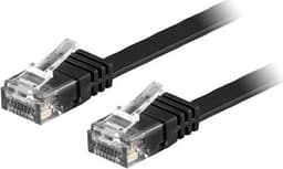 NÖRDIC Cat6 U / UTP Flat Network Cable 2M 250MHz Båndbredde og 10Gbps Overføringshastighet Svart
